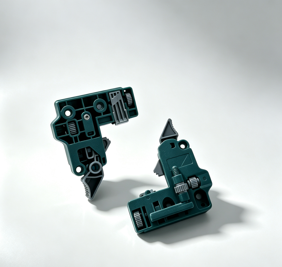 Three-Section Synchronous Hidden Slide Bolt Three-Dimensiona