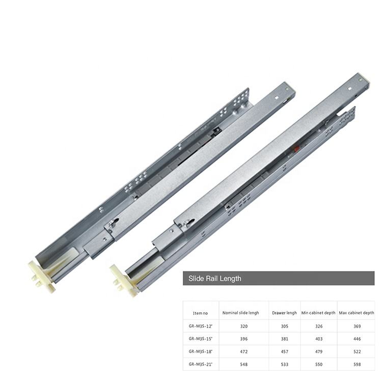 American Style 3-Section Hidden Rebound Drawer Slide